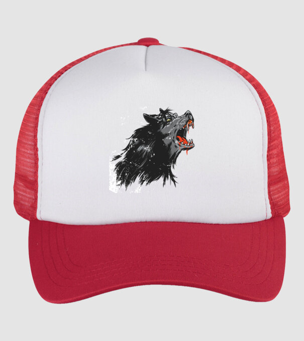 Urlet de lup model alb/roșu pe tricou