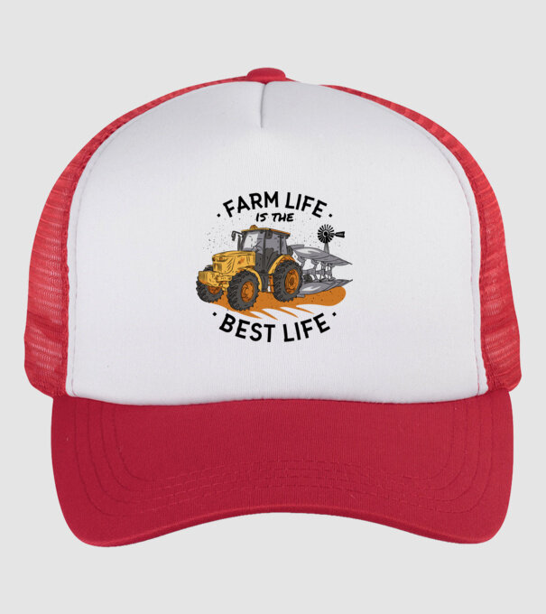 Farm Life is the Best Life Tractor model alb/roșu pe tricou