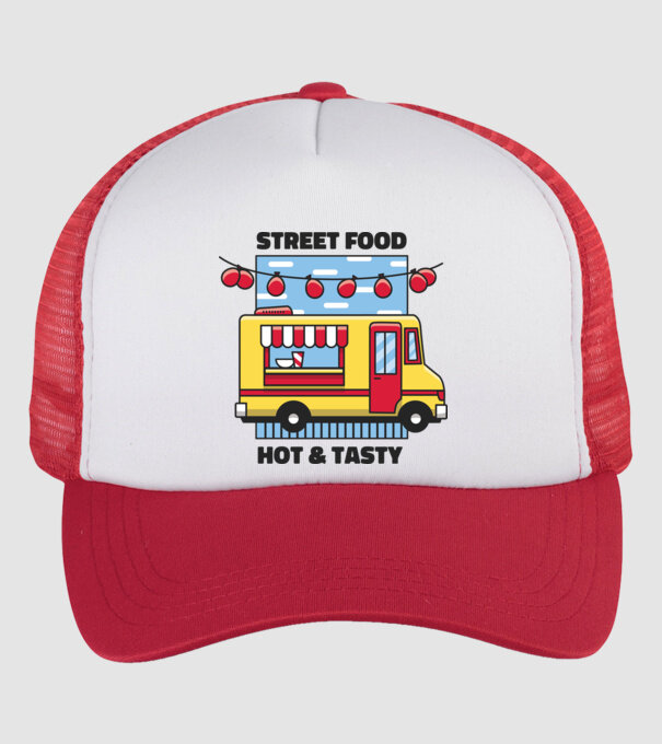 Foodtruck model alb/roșu pe tricou