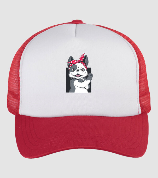 Bulldog Francez model alb/roșu pe tricou