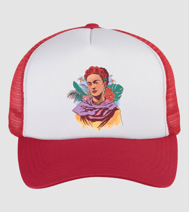 Portret Frida Kahlo model alb/roșu pe tricou