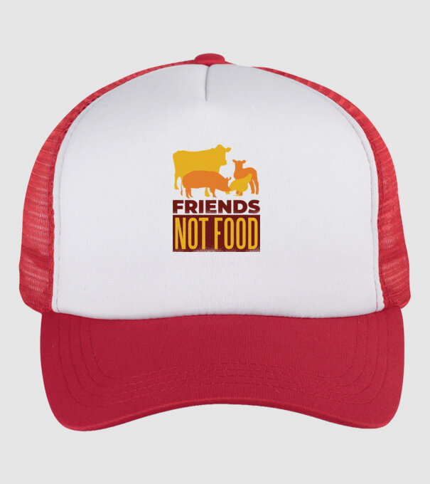 Friends not Food Vegán model alb/roșu pe tricou