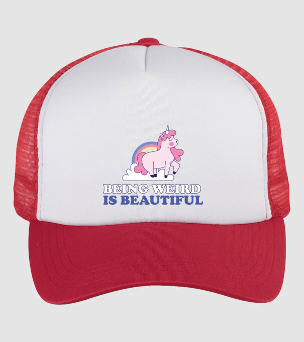 A fi ciudat este minunat Unicorn model alb/roșu pe tricou