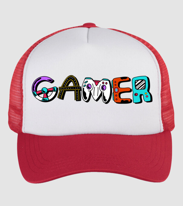 Inscripție Gamer model alb/roșu pe tricou