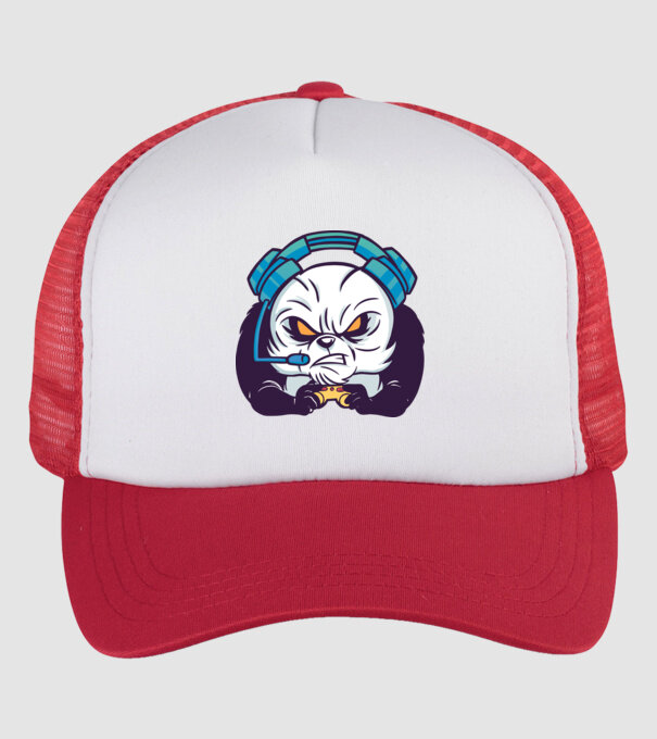 Gamer Panda model alb/roșu pe tricou