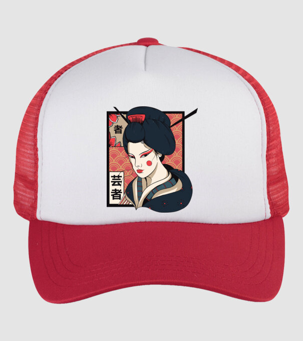 Geisha Japonia model alb/roșu pe tricou