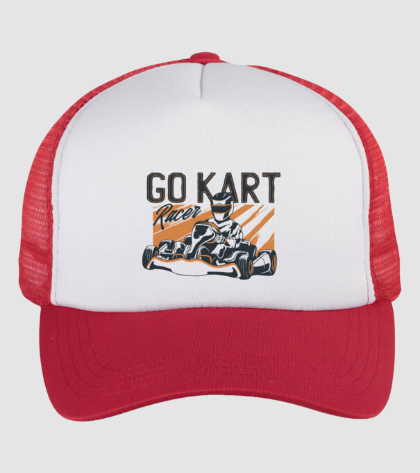Concurent Go-kart model alb/roșu pe tricou