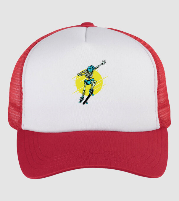 Schelet Skateboarder model alb/roșu pe tricou