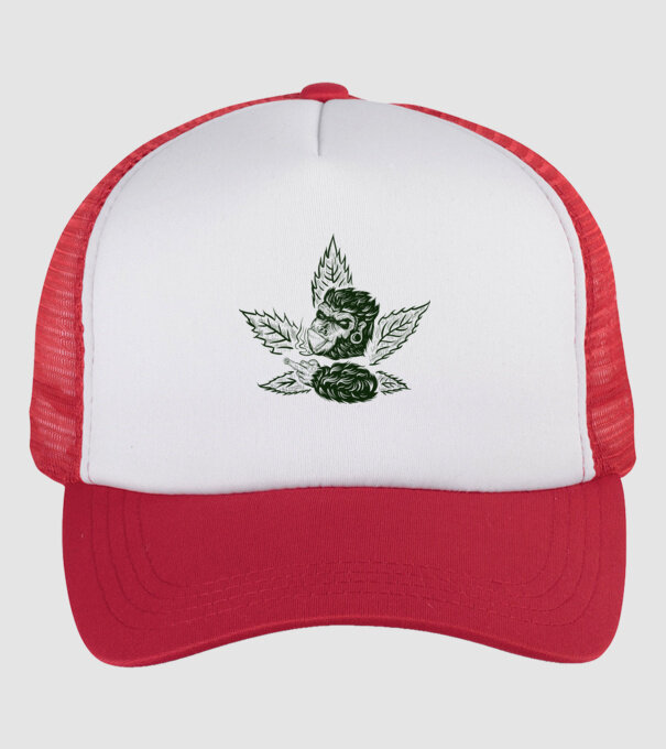 GORILĂ cannabis model alb/roșu pe tricou