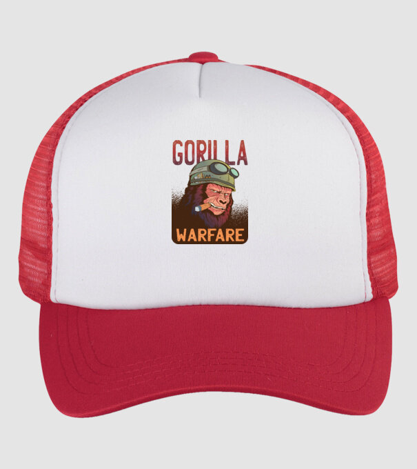 Gorilla Warfare model alb/roșu pe tricou