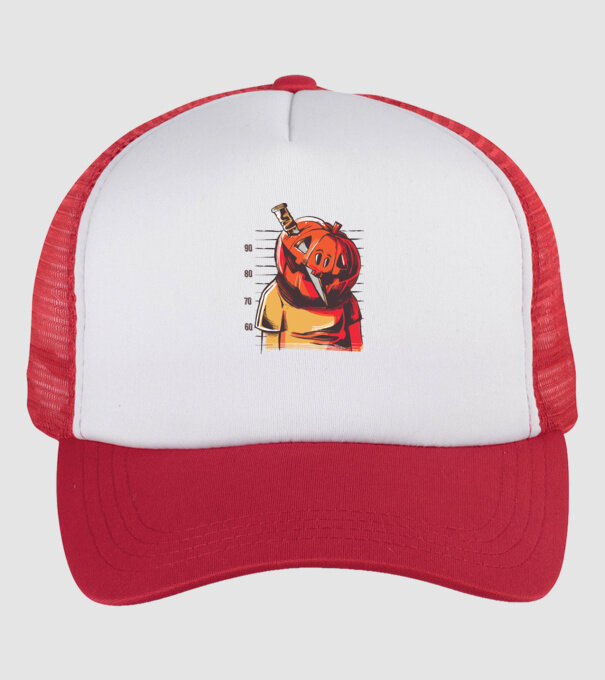 Halloween cap de dovleac închisoare model alb/roșu pe tricou