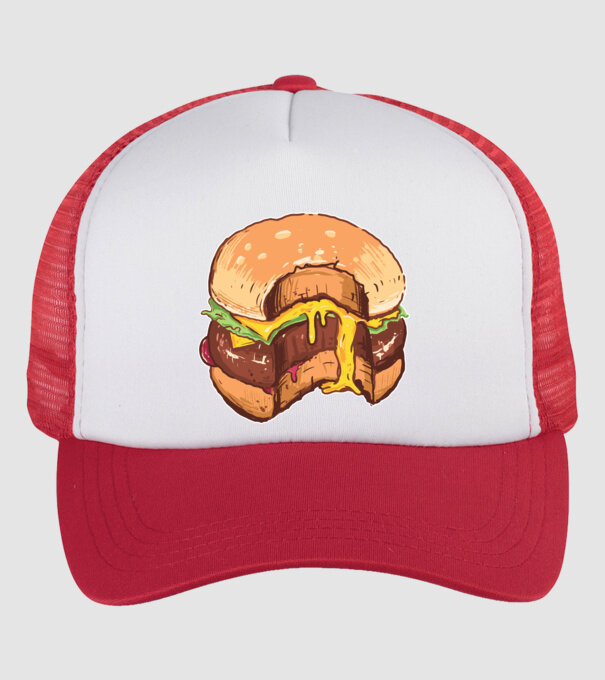 Hamburger model alb/roșu pe tricou