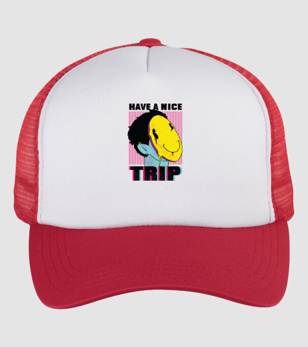 Have a nice Trip model alb/roșu pe tricou