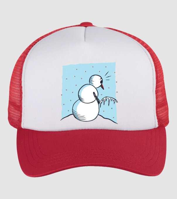 Om de zăpadă face pipi tricou amuzant model alb/roșu pe tricou