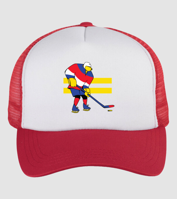 Urs hocheist model alb/roșu pe tricou