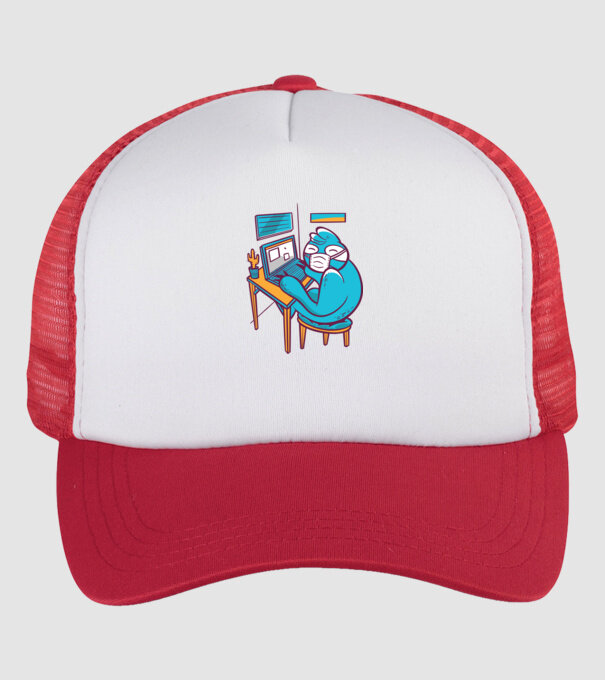 Leneș Home Office model alb/roșu pe tricou
