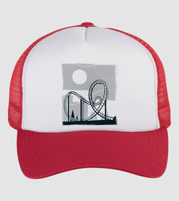 Roller coaster model alb/roșu pe tricou
