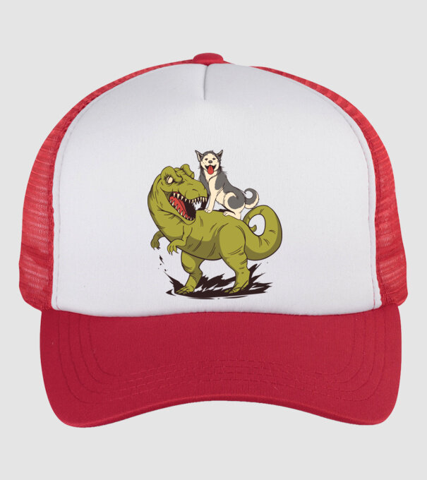 Dinozaur Husky model alb/roșu pe tricou