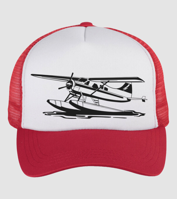 Hydroplane avion model alb/roșu pe tricou