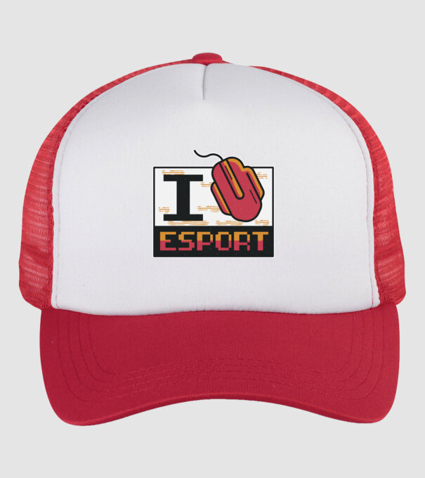 I love Esport model alb/roșu pe tricou