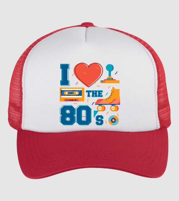 'I love the 80s - Iubesc anii ''80' model alb/roșu pe tricou
