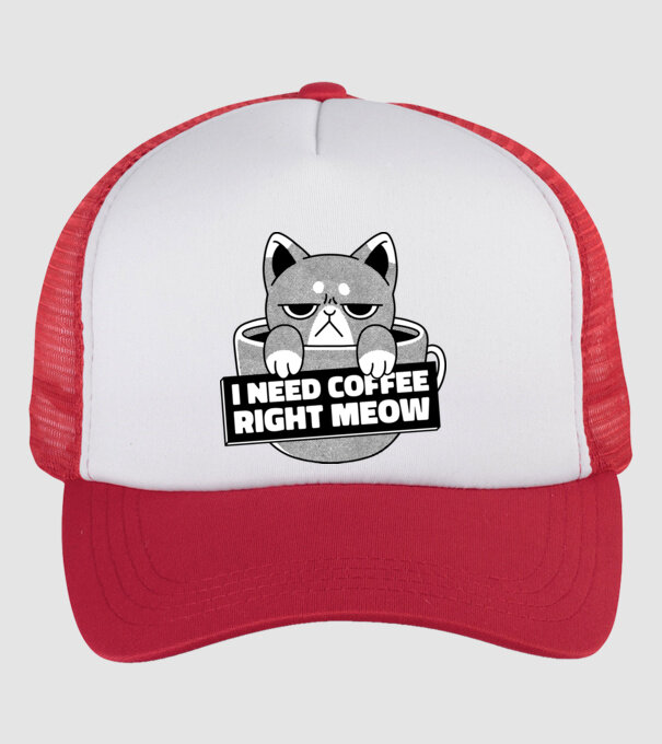 I need Coffee Right Meow model alb/roșu pe tricou