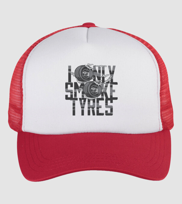 I only smoke Tyres model alb/roșu pe tricou