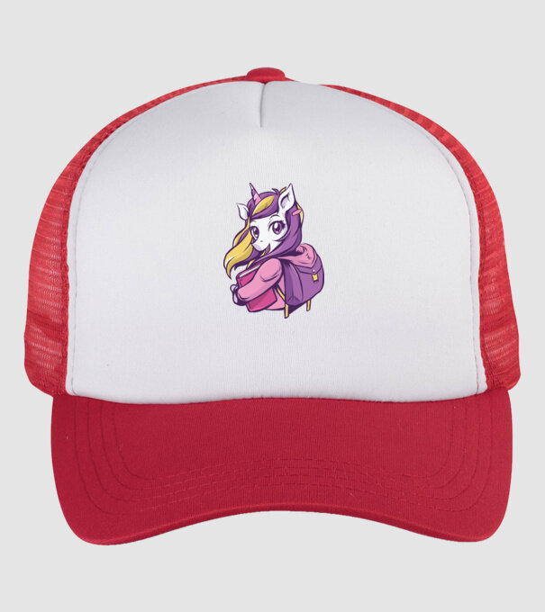 Școlăriță Unicorn model alb/roșu pe tricou