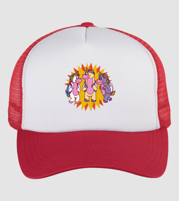 Unicorni școlari model alb/roșu pe tricou