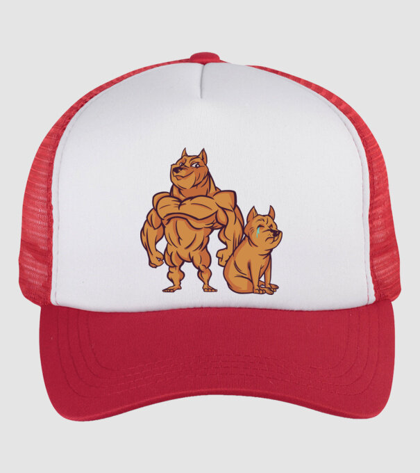 Câine musculos model alb/roșu pe tricou