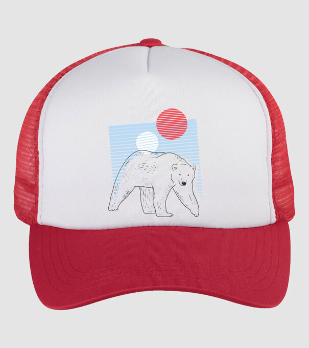 Urs polar model alb/roșu pe tricou