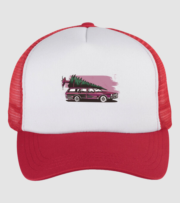 Pom de Crăciun cu mașină Retro tricou model alb/roșu pe tricou