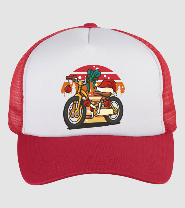 Bicicletă de Crăciun model alb/roșu pe tricou