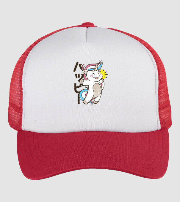 Kawaii unicorn model alb/roșu pe tricou