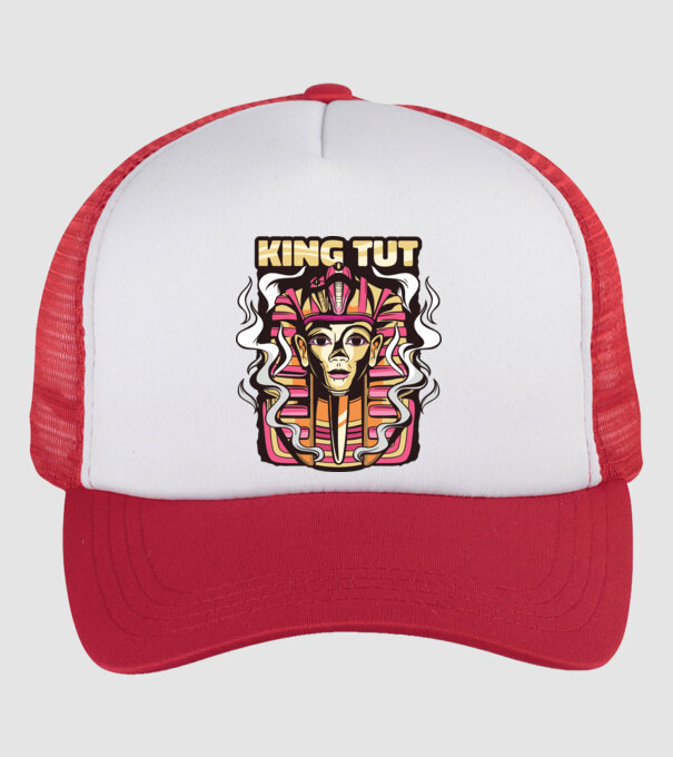King Tut - Faraonul Tutankhamon model alb/roșu pe tricou