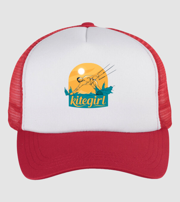 Tricou Kitegirl Kitesurf model alb/roșu pe tricou