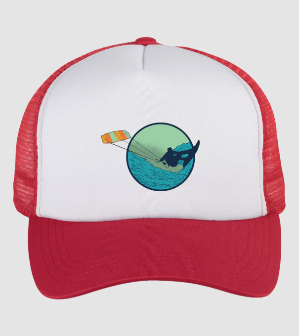 Tricou Kitesurf model alb/roșu pe tricou