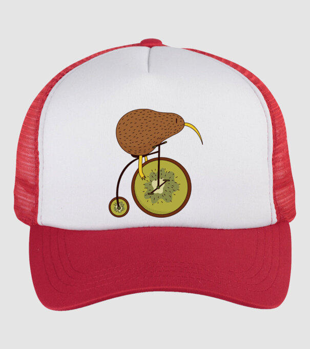 Bicicletă Kiwi model alb/roșu pe tricou