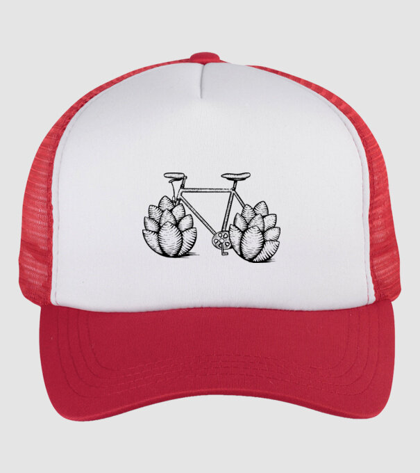 Bicicletă Hamei model alb/roșu pe tricou