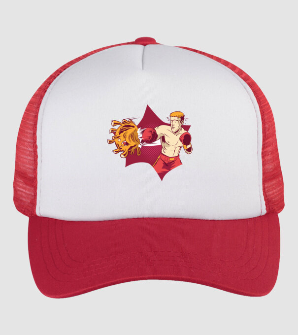 Coronavirus KO - Box model alb/roșu pe tricou