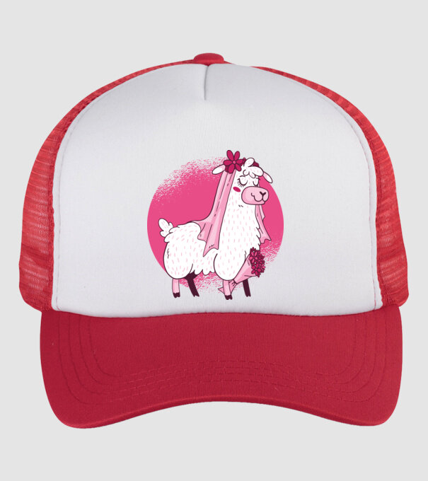 Mireasa Llama pentru petrecerea burlăcițelor model alb/roșu pe tricou