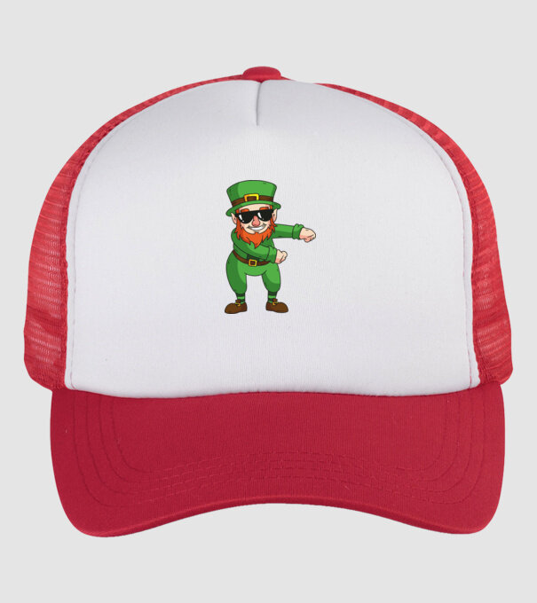 Leprechaun Floss DAB model alb/roșu pe tricou