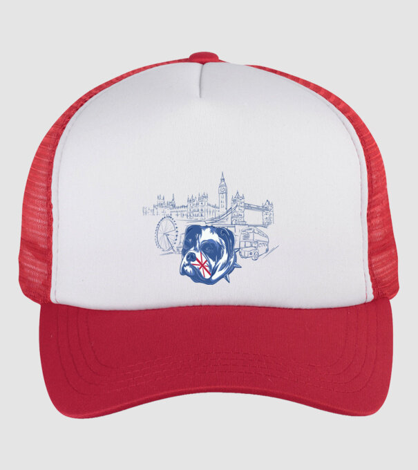 London Bulldog model alb/roșu pe tricou