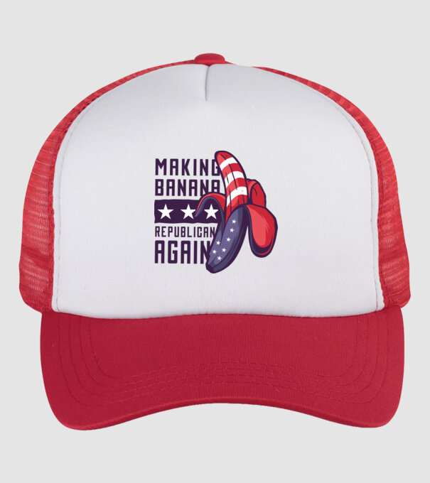 Make Banana Republican Again model alb/roșu pe tricou