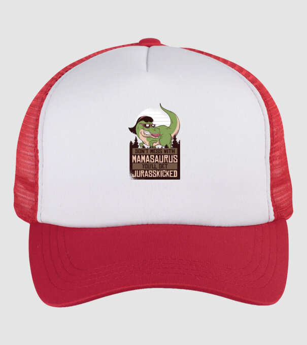 Mamasaurus tricou cu dinozaur model alb/roșu pe tricou