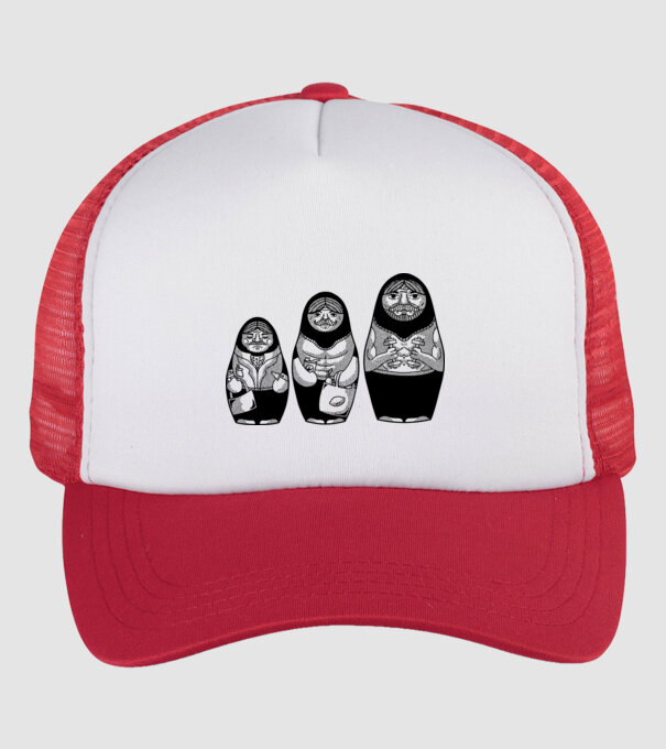 Păpuși Mamushka model alb/roșu pe tricou