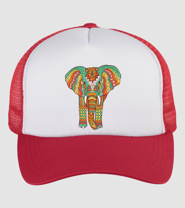 Mandala Elefant model alb/roșu pe tricou