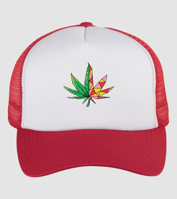 Frunză de marijuana model alb/roșu pe tricou