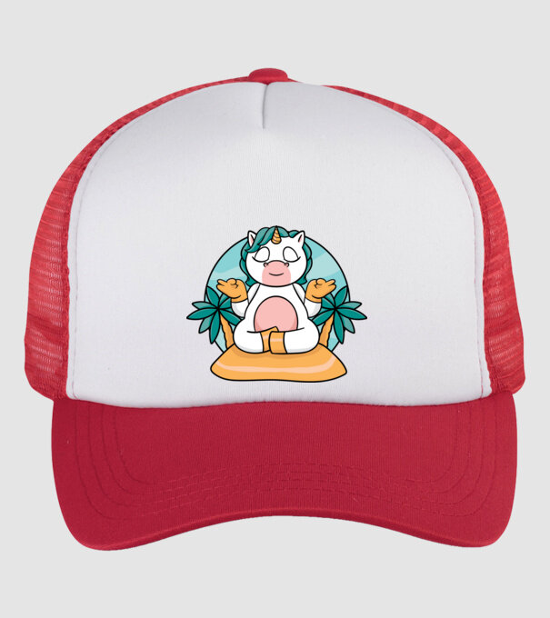Unicornul meditator model alb/roșu pe tricou