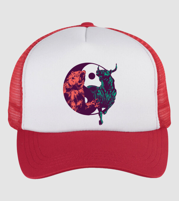 Medve Bika Yin Yang model alb/roșu pe tricou